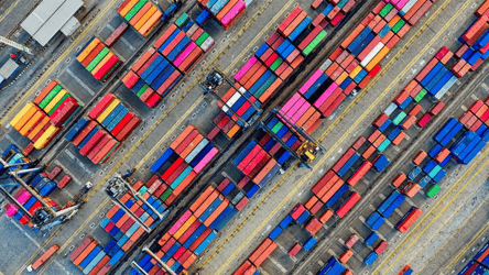 aerial view of containers